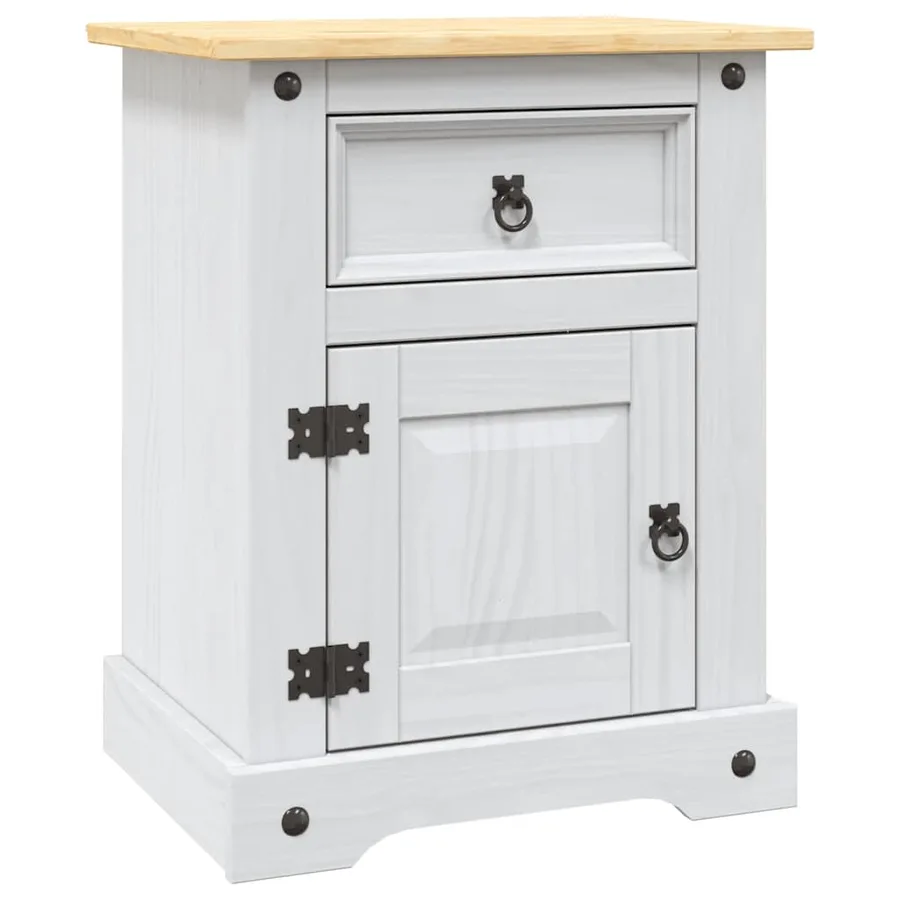 Table de chevet Gamme Corona pin mexicain Blanc 53x39x67 cm - 2