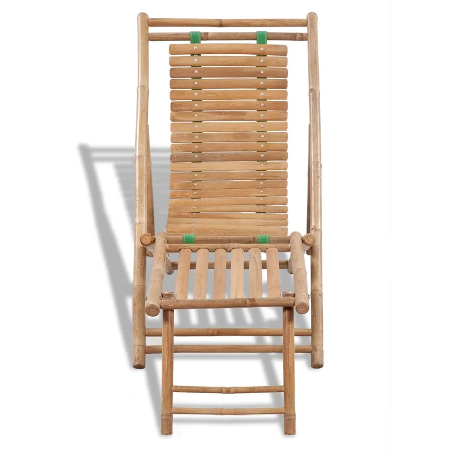 Chaise de terrasse d'extérieur avec repose-pied Bambou - 2