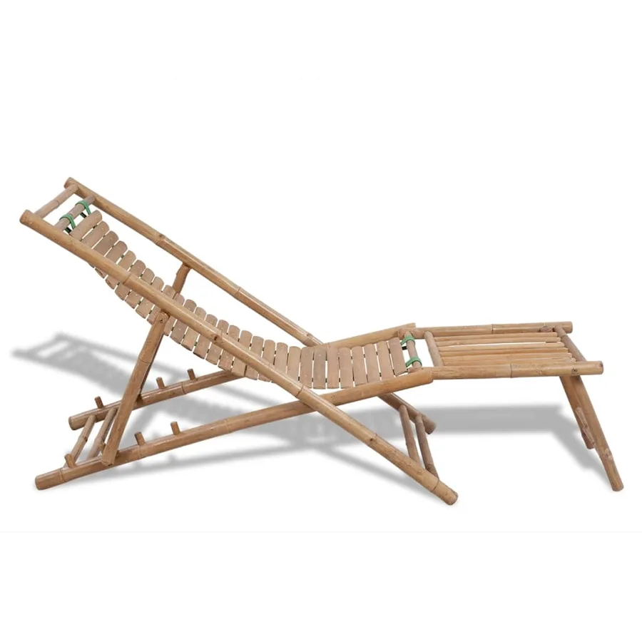Chaise de terrasse d'extérieur avec repose-pied Bambou - 3