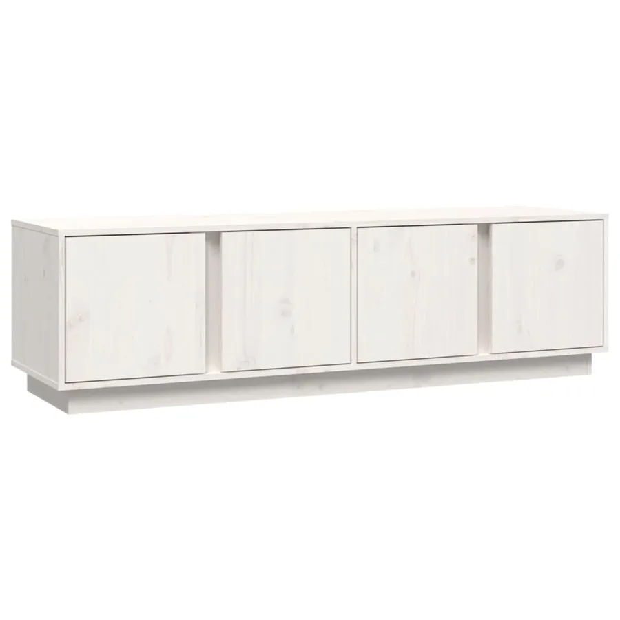 Meuble TV Blanc 140x40x40 cm Bois de pin massif - 2