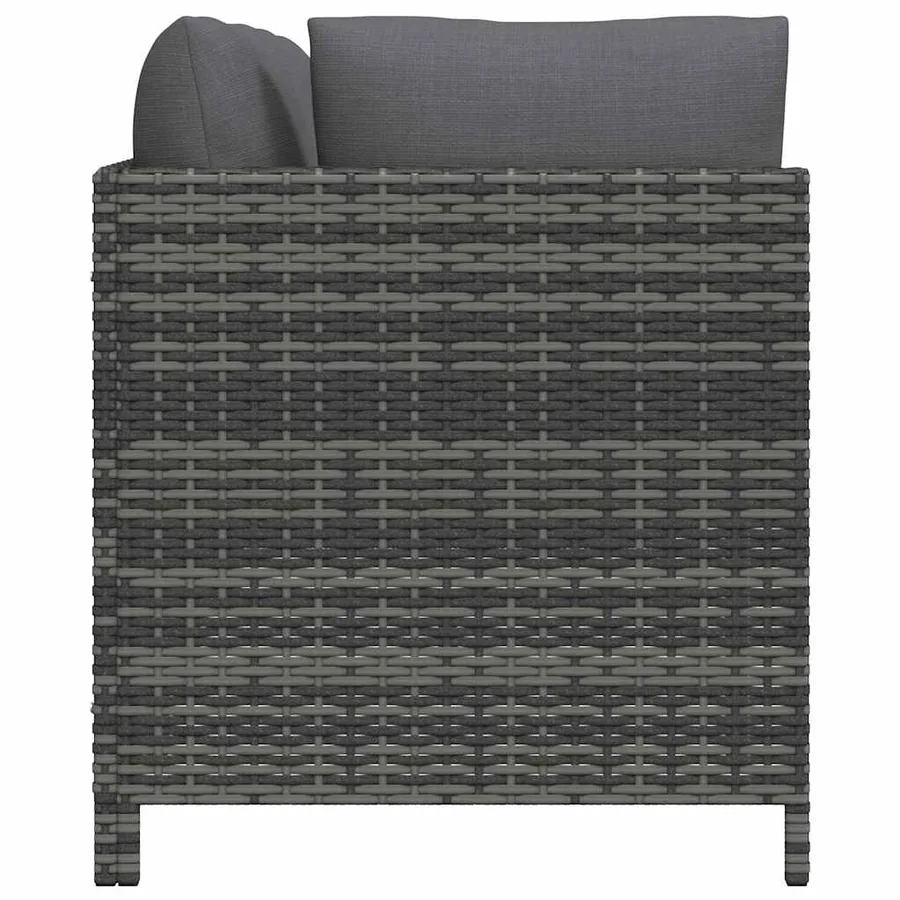 Salon de jardin 3 pcs avec coussins Résine tressée Gris - 5