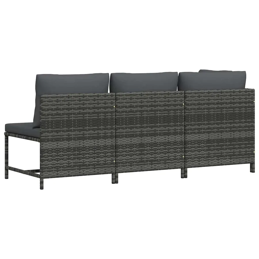 Salon de jardin 3 pcs avec coussins Résine tressée Gris - 6