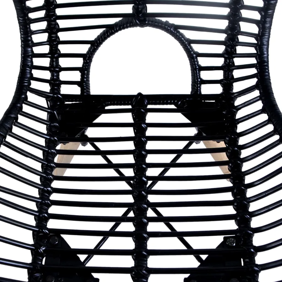 Chaises à manger lot de 6 noir rotin naturel - 4