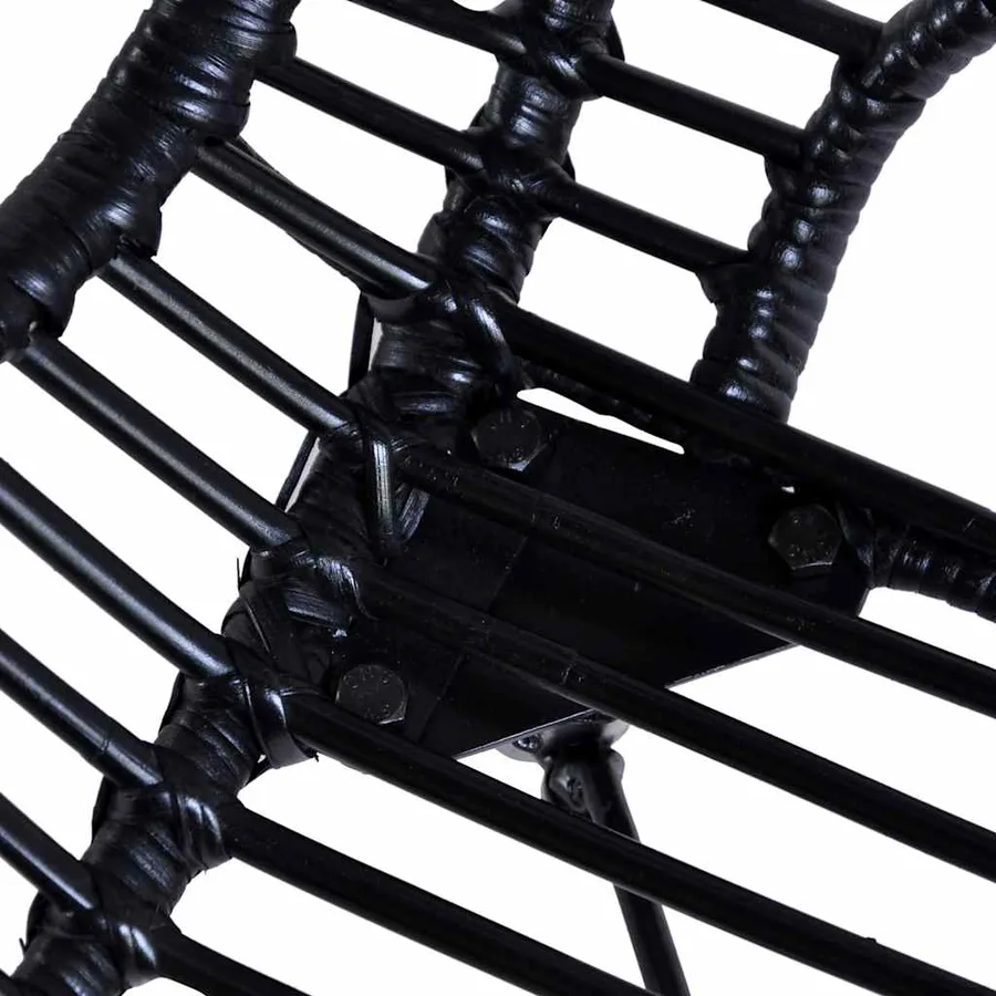 Chaises à manger lot de 6 noir rotin naturel - 5
