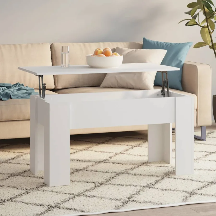 Table basse blanc 101x49x52 cm bois d'ingénierie