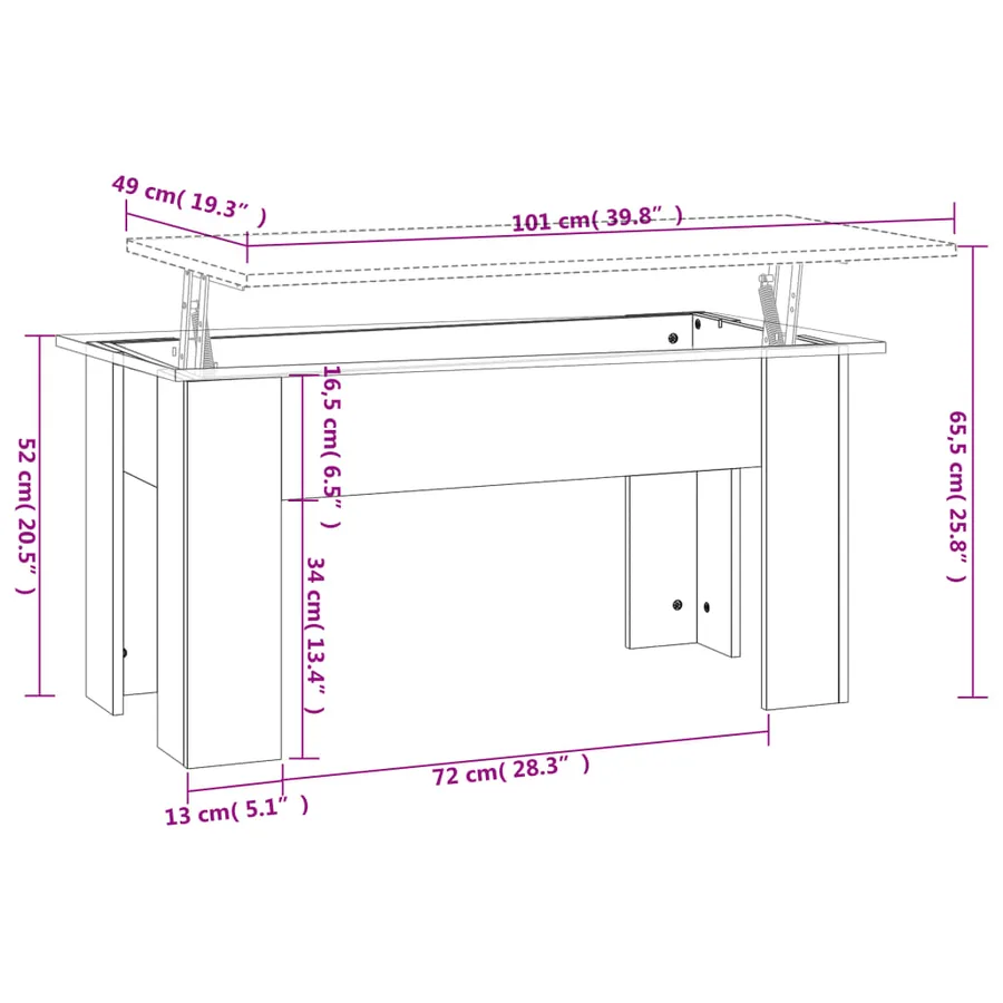 Table basse blanc 101x49x52 cm bois d'ingénierie - 8