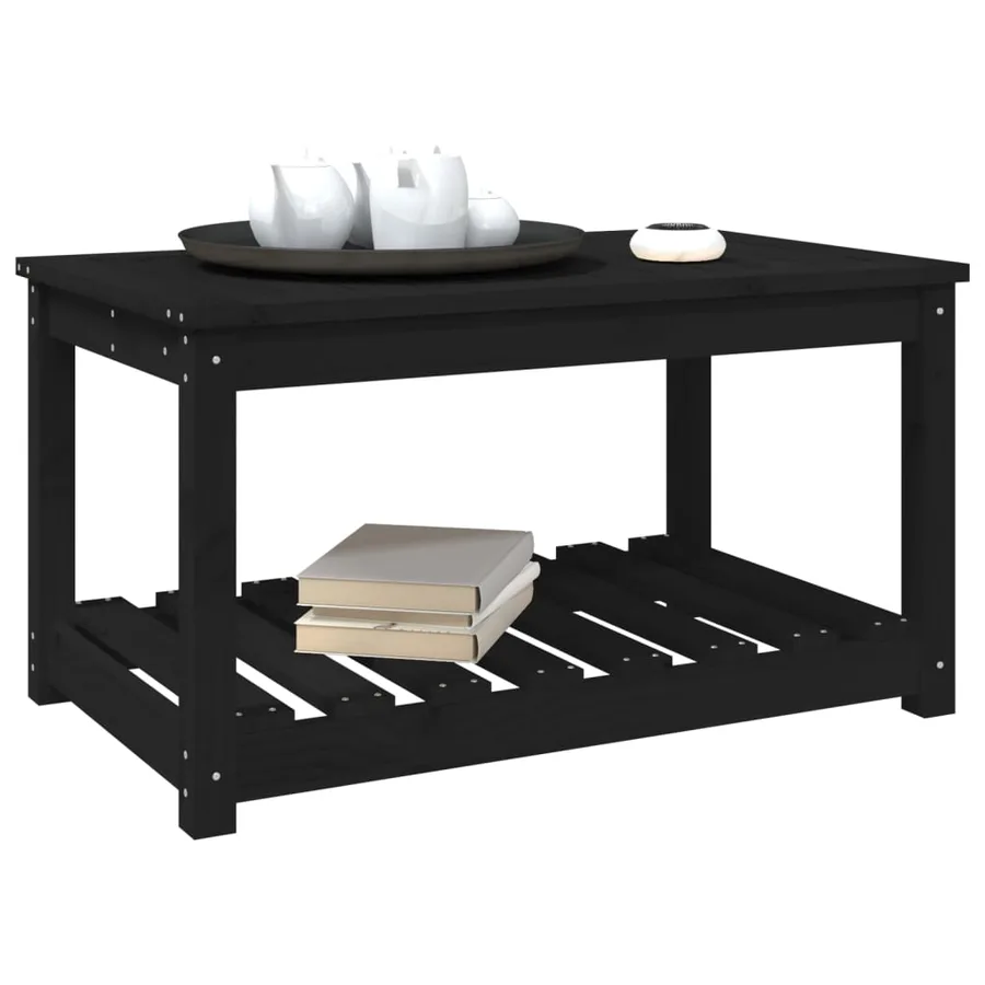 Table de jardin noir 82,5x50,5x45 cm bois massif de pin - 4