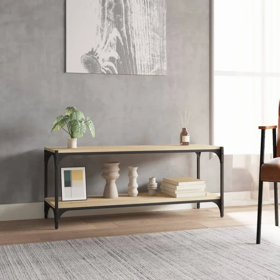 Meuble TV Chêne sonoma 100x33x41 cm Bois d'ingénierie et acier - 3