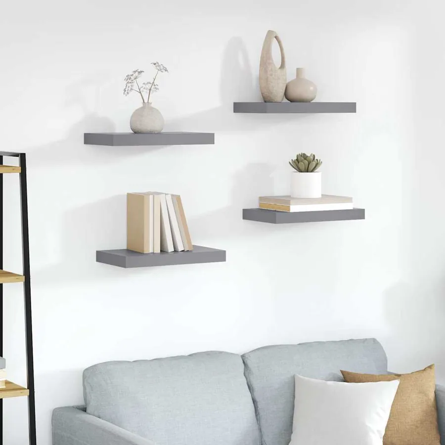 Étagères murales flottantes 4 pcs Gris 40x23,5x3,8 cm MDF