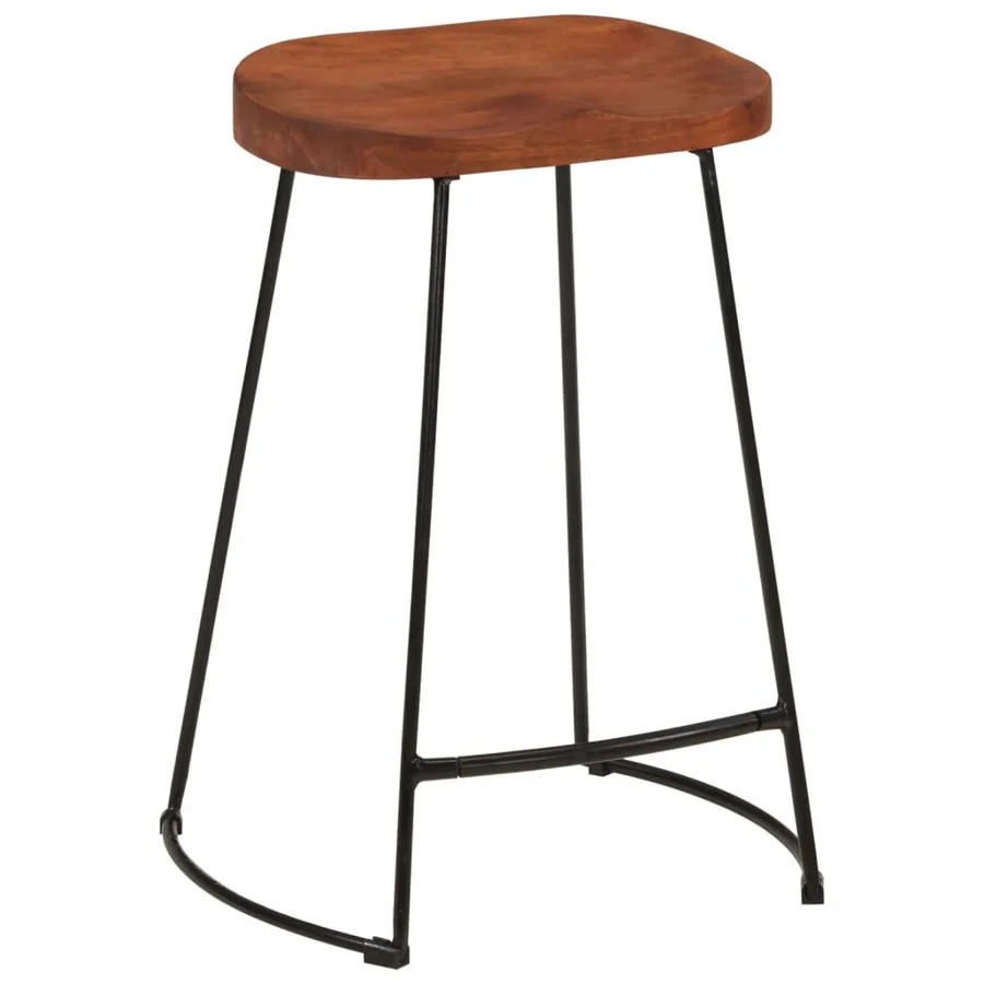 Tabourets de bar Gavin lot de 2 45x40x63cm bois massif manguier - 11