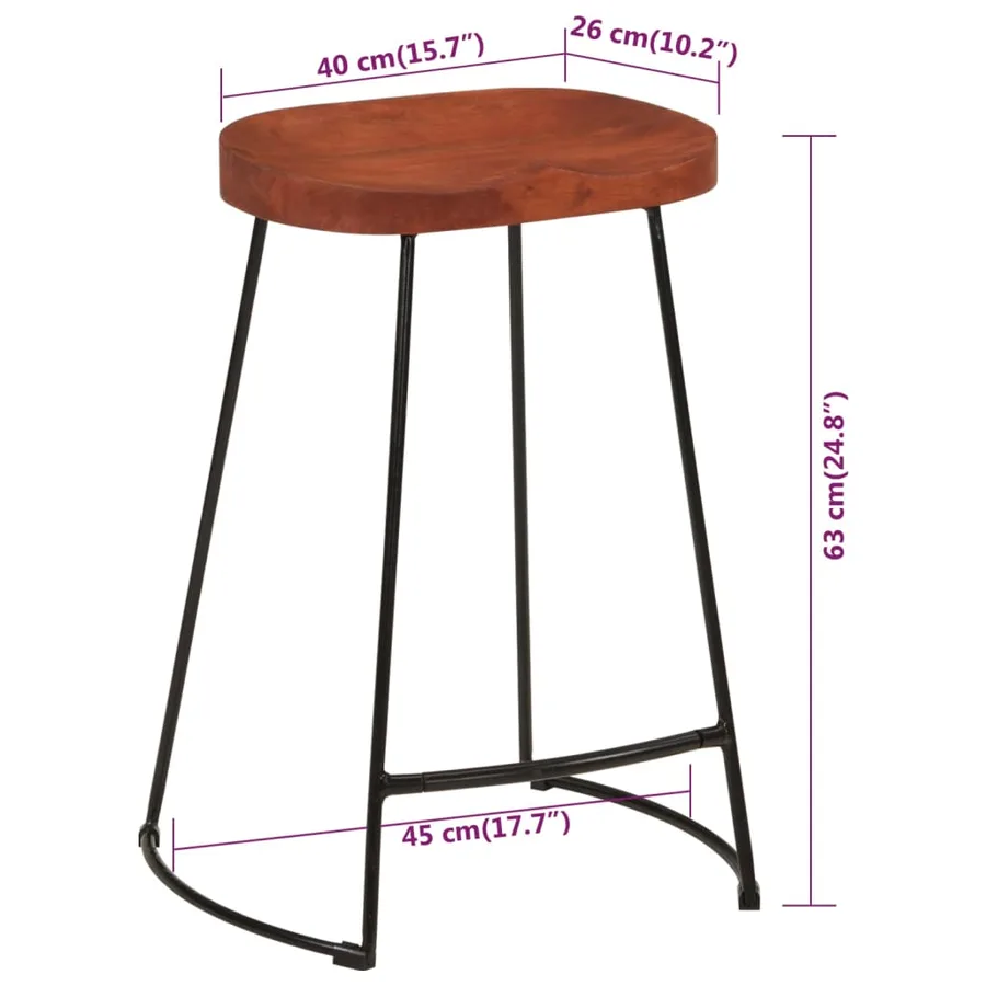 Tabourets de bar Gavin lot de 2 45x40x63cm bois massif manguier - 9