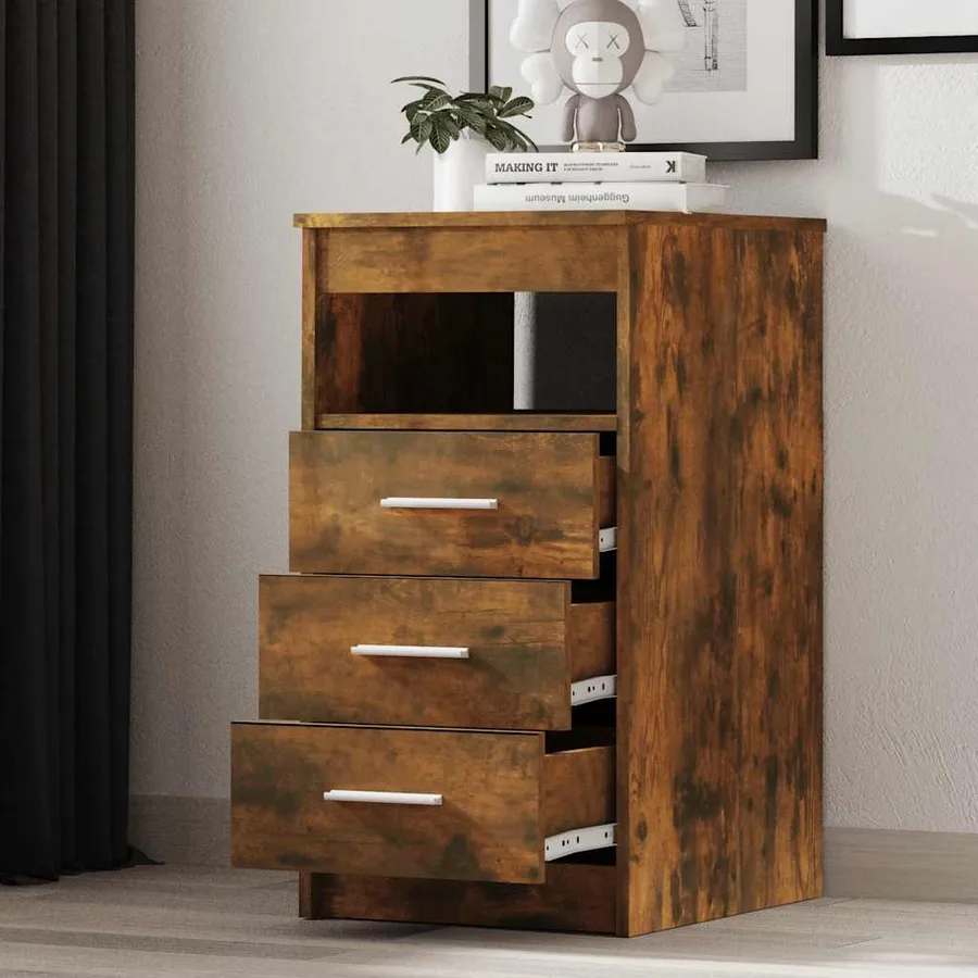Armoire à tiroirs Chêne fumé 40x50x76 cm Bois d'ingénierie - 3
