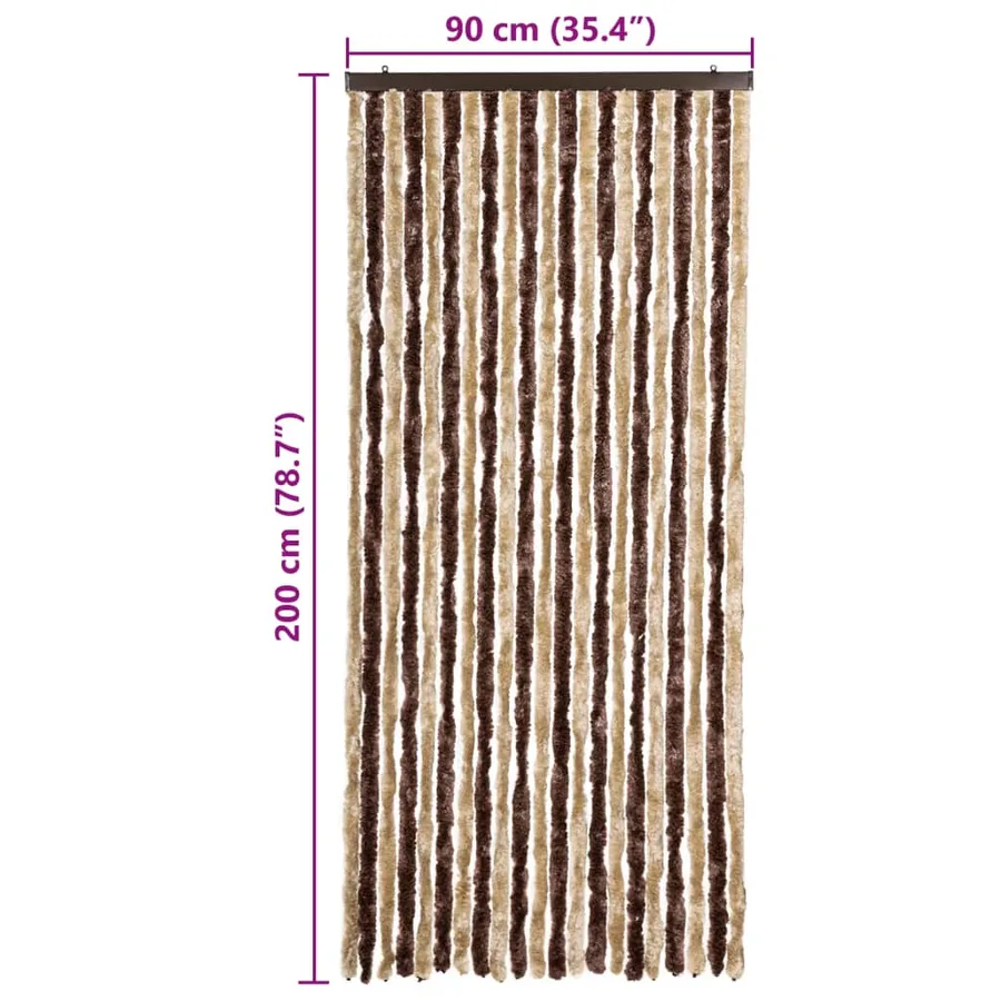 Moustiquaire Beige et marron clair 90x200 cm Chenille - 7