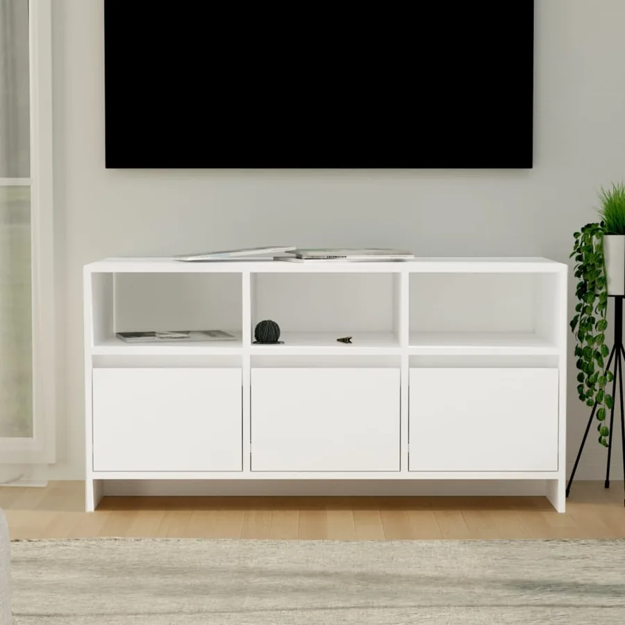 Meuble TV Blanc 102x37,5x52,5 cm Bois d'ingénierie
