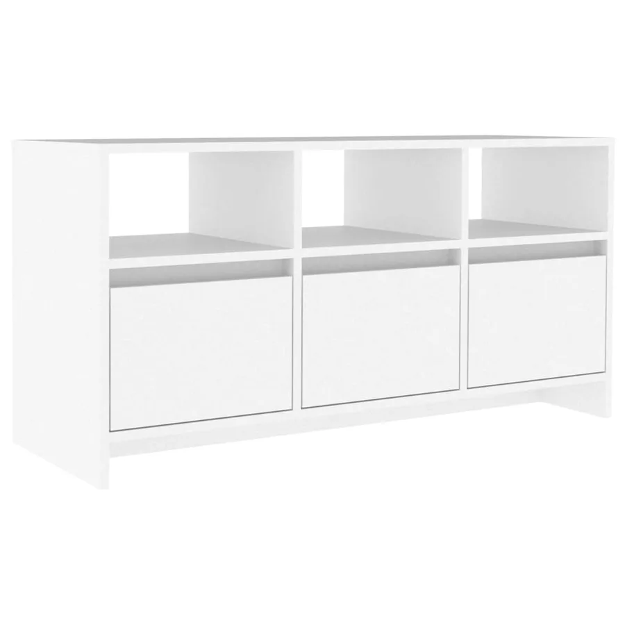 Meuble TV Blanc 102x37,5x52,5 cm Bois d'ingénierie - 2