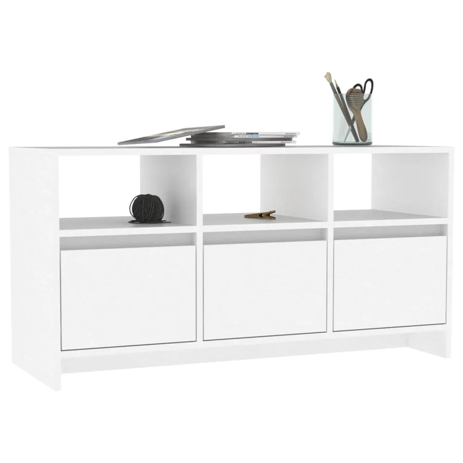 Meuble TV Blanc 102x37,5x52,5 cm Bois d'ingénierie - 4