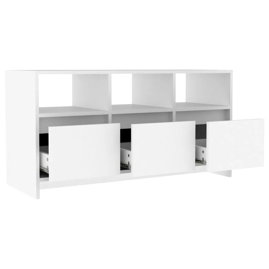 Meuble TV Blanc 102x37,5x52,5 cm Bois d'ingénierie - 5