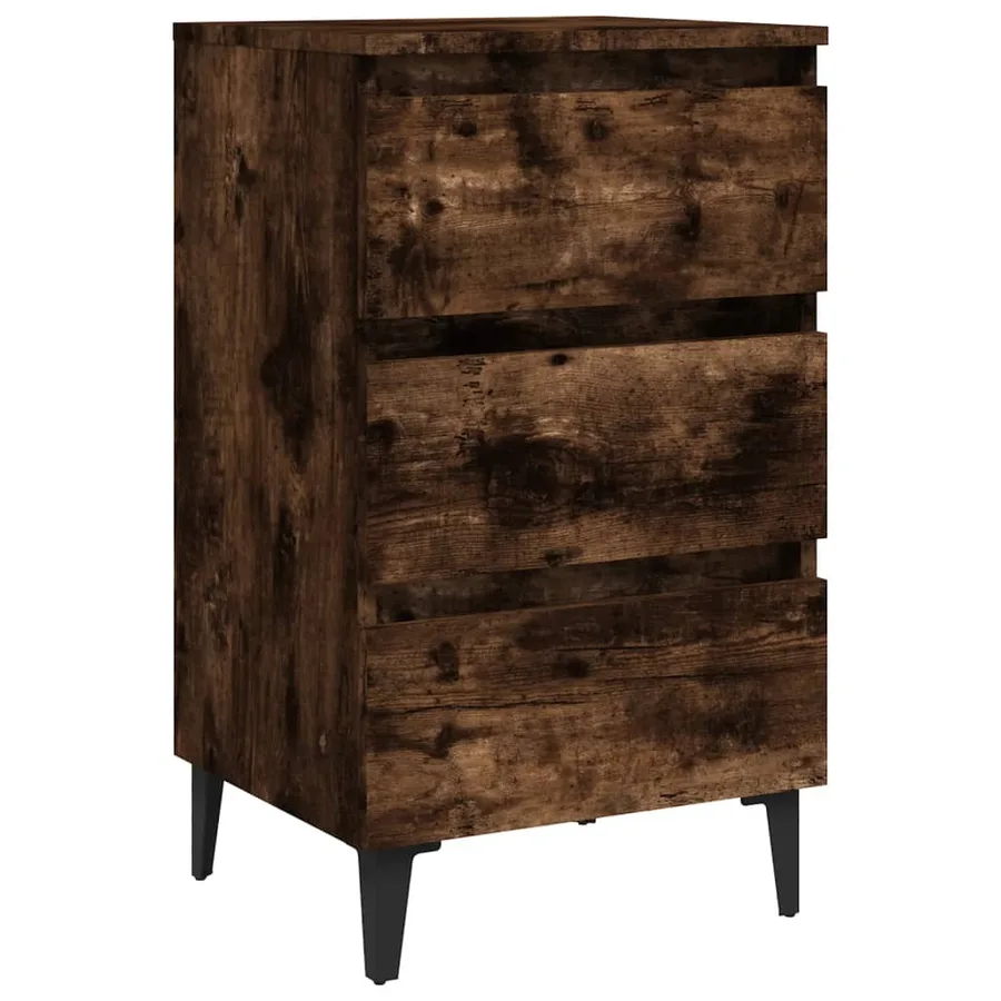 Table de chevet avec pieds en métal Chêne fumé 40x35x69 cm - 2