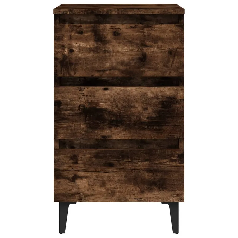Table de chevet avec pieds en métal Chêne fumé 40x35x69 cm - 5