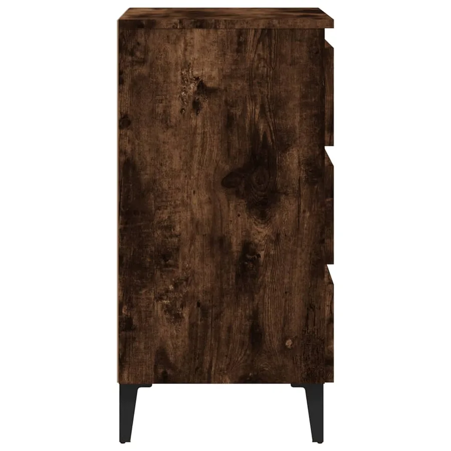 Table de chevet avec pieds en métal Chêne fumé 40x35x69 cm - 6