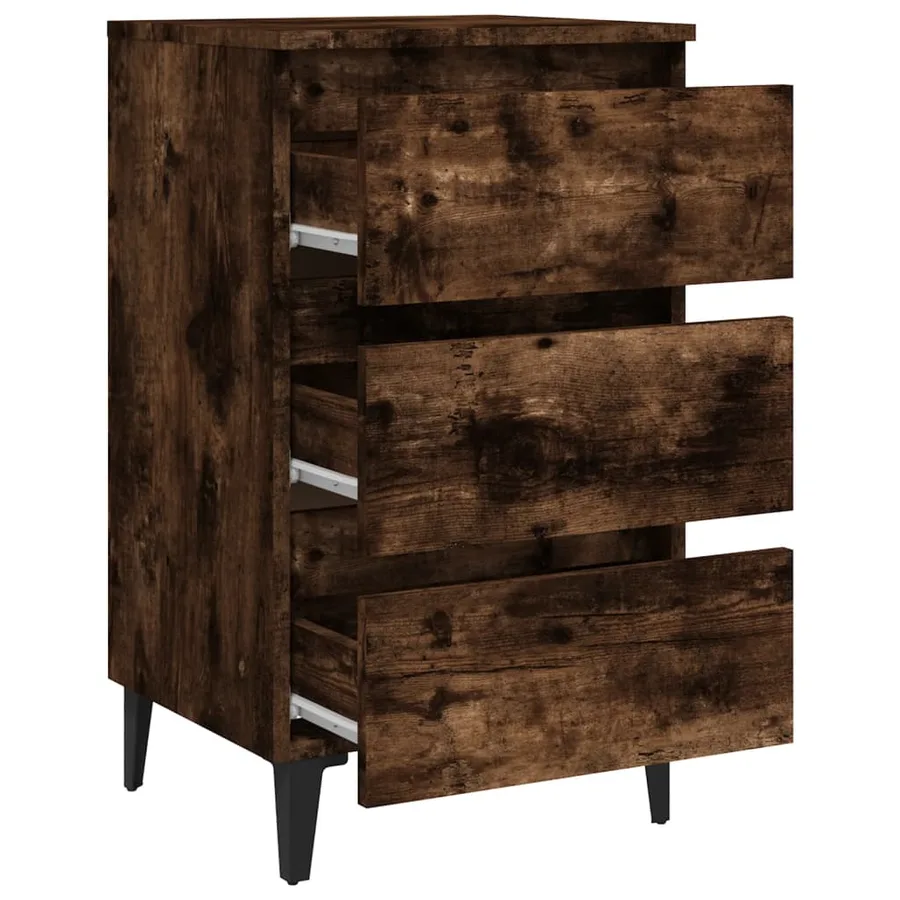 Table de chevet avec pieds en métal Chêne fumé 40x35x69 cm - 7