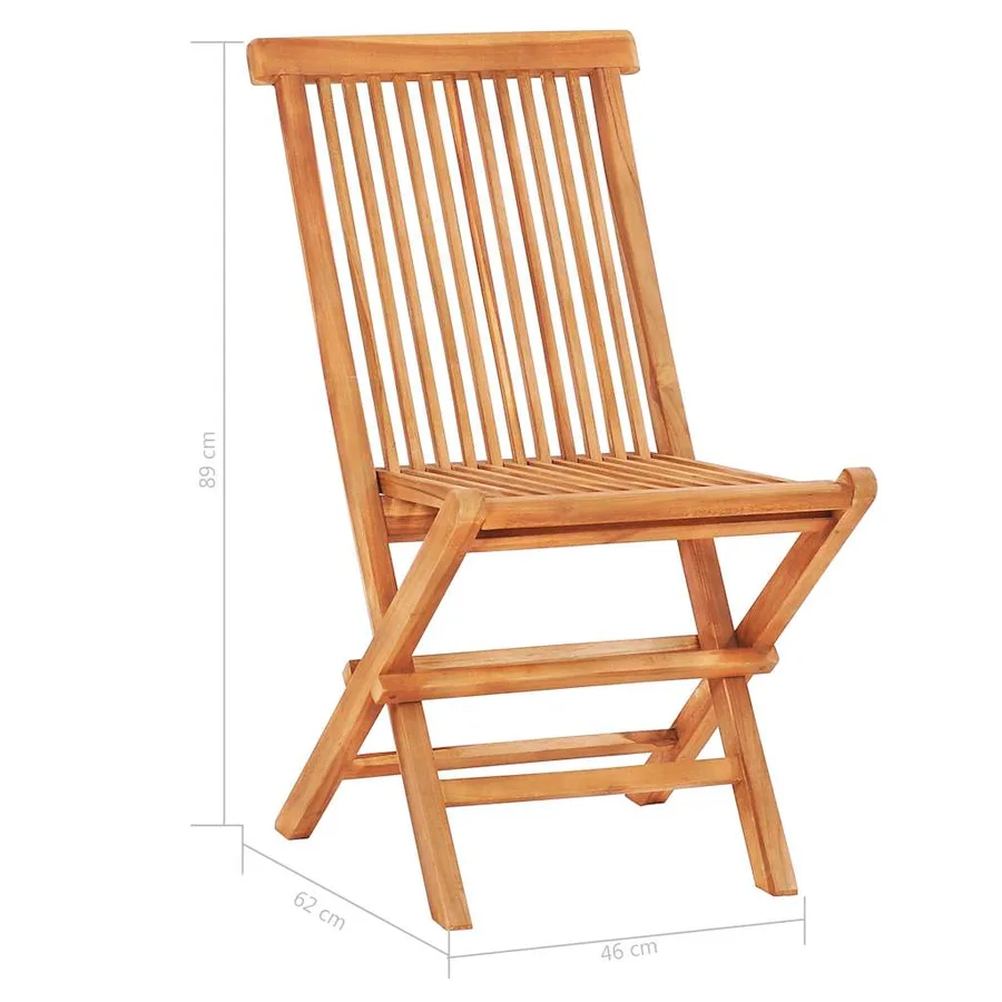Ensemble à manger d'extérieur pliable 5 pcs Bois solide de teck - 15