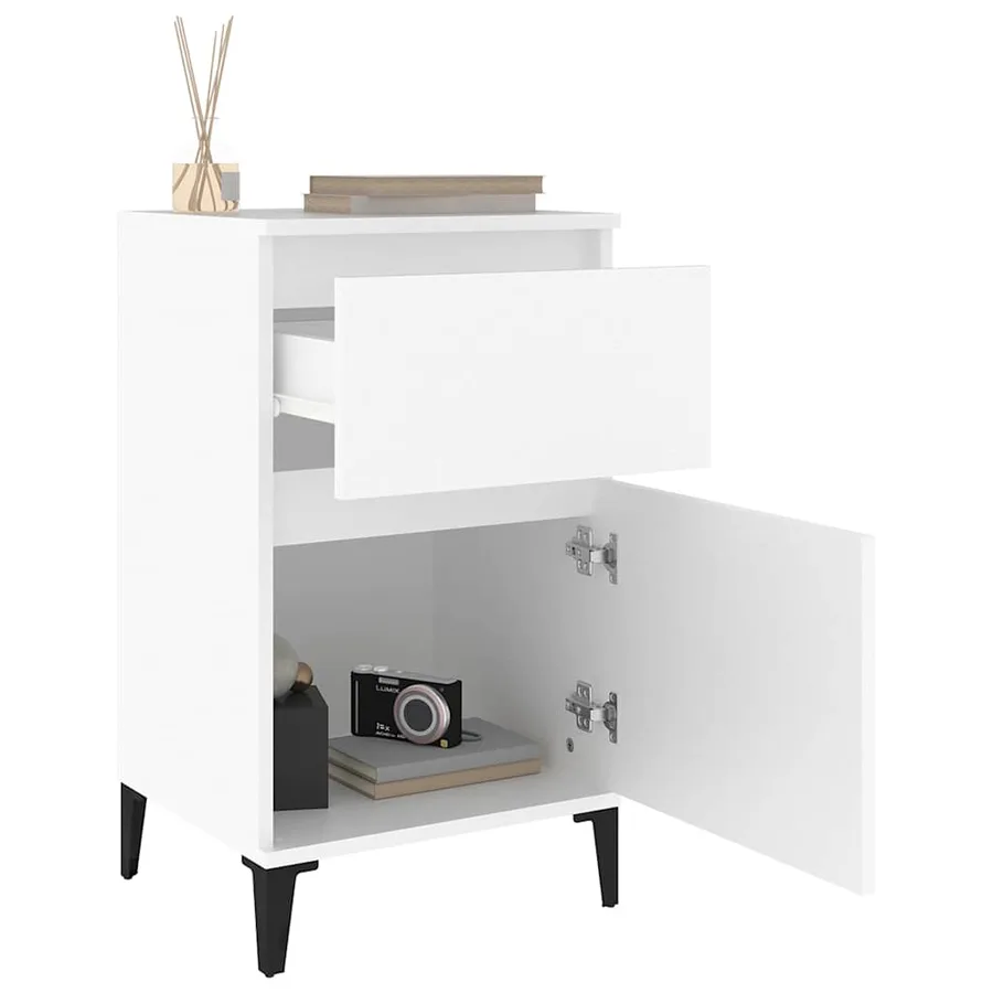 Table de chevet blanc 40x35x70 cm - 5