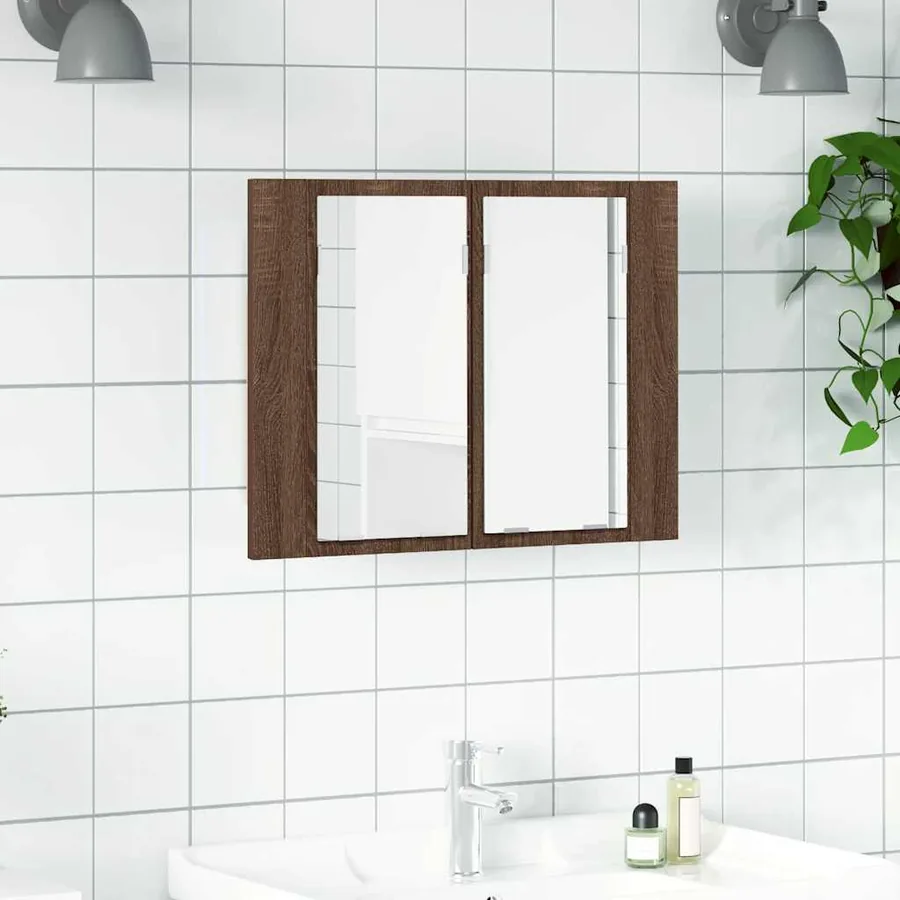 Armoire à miroir LED Chêne marron 60x12x45 cm Bois d'ingénierie
