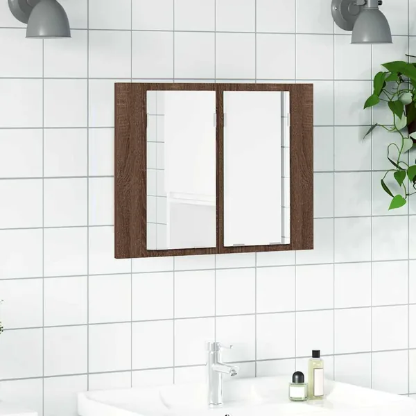 Armoire à miroir LED Chêne marron 60x12x45 cm Bois d'ingénierie