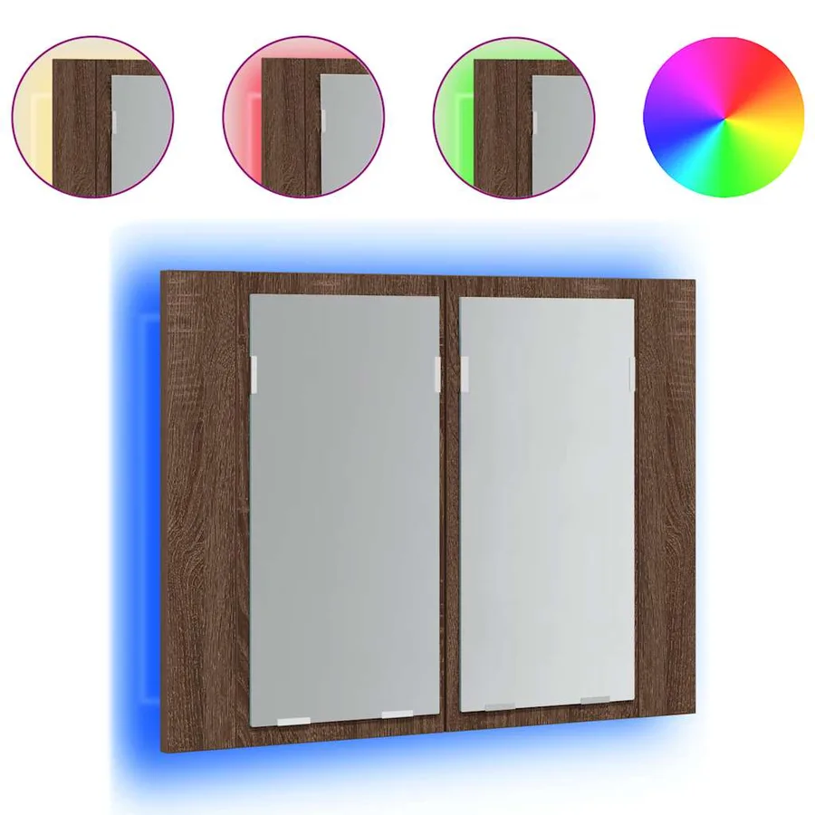Armoire à miroir LED Chêne marron 60x12x45 cm Bois d'ingénierie - 2