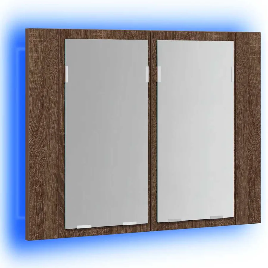Armoire à miroir LED Chêne marron 60x12x45 cm Bois d'ingénierie - 4