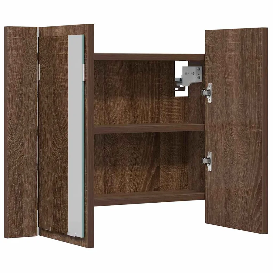 Armoire à miroir LED Chêne marron 60x12x45 cm Bois d'ingénierie - 6