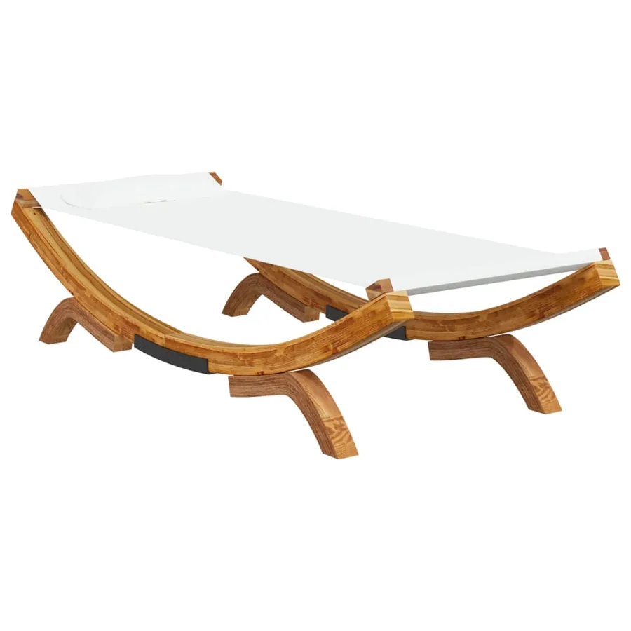Lit de repos extérieur 100x188,5x44 cm Bois courbé massif Crème - 2