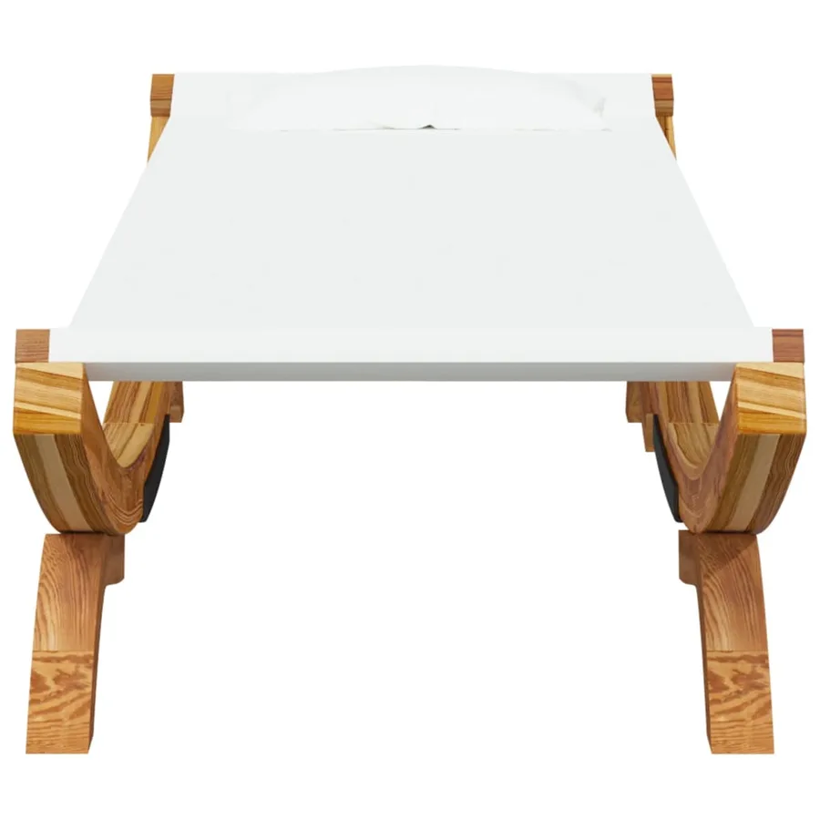 Lit de repos extérieur 100x188,5x44 cm Bois courbé massif Crème - 3