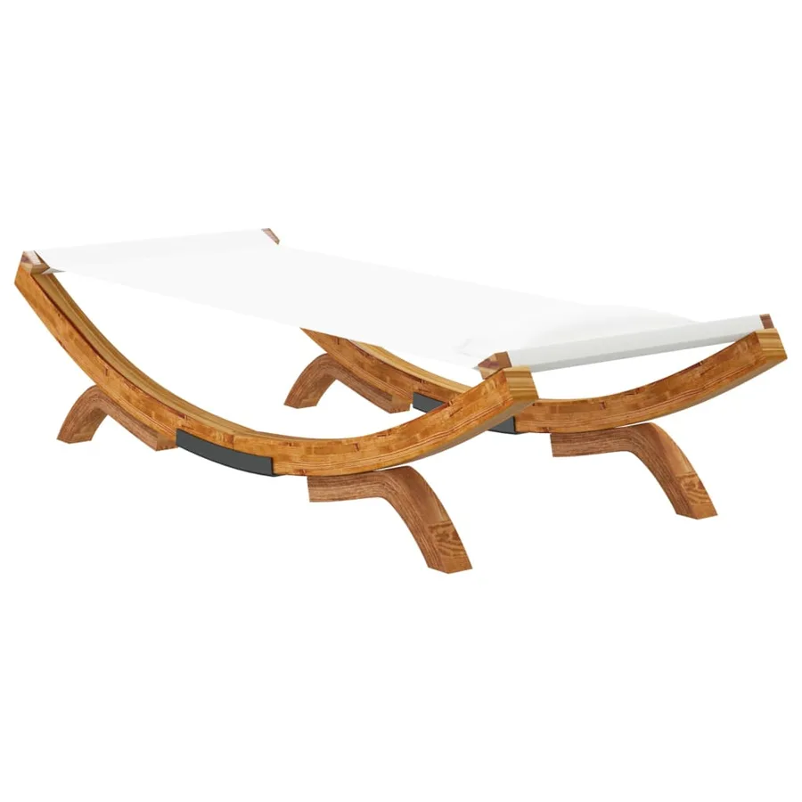 Lit de repos extérieur 100x188,5x44 cm Bois courbé massif Crème - 5