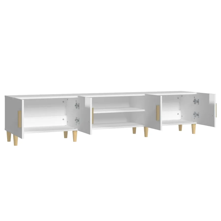 Meuble TV blanc brillant 180x31,5x40 cm bois d'ingénierie - 7
