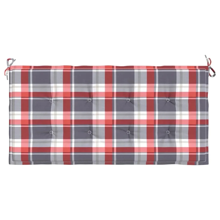 Coussin de banc de jardin motif à carreaux rouges 100x50x3cm - 4