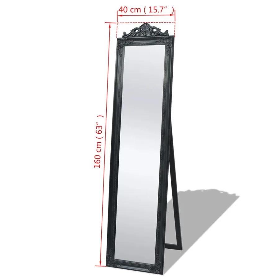 Miroir sur pied Style baroque 160x40 cm Noir - 7