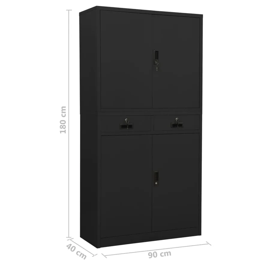 Armoire de bureau Anthracite 90x40x180 cm Acier - 11