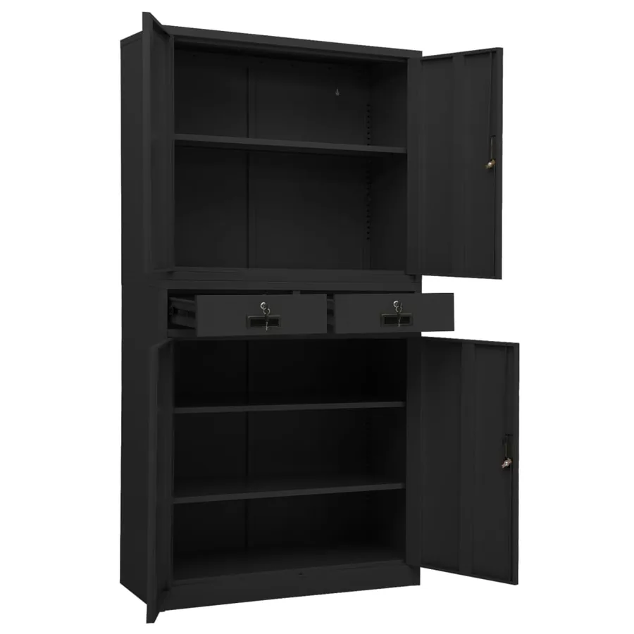Armoire de bureau Anthracite 90x40x180 cm Acier - 6