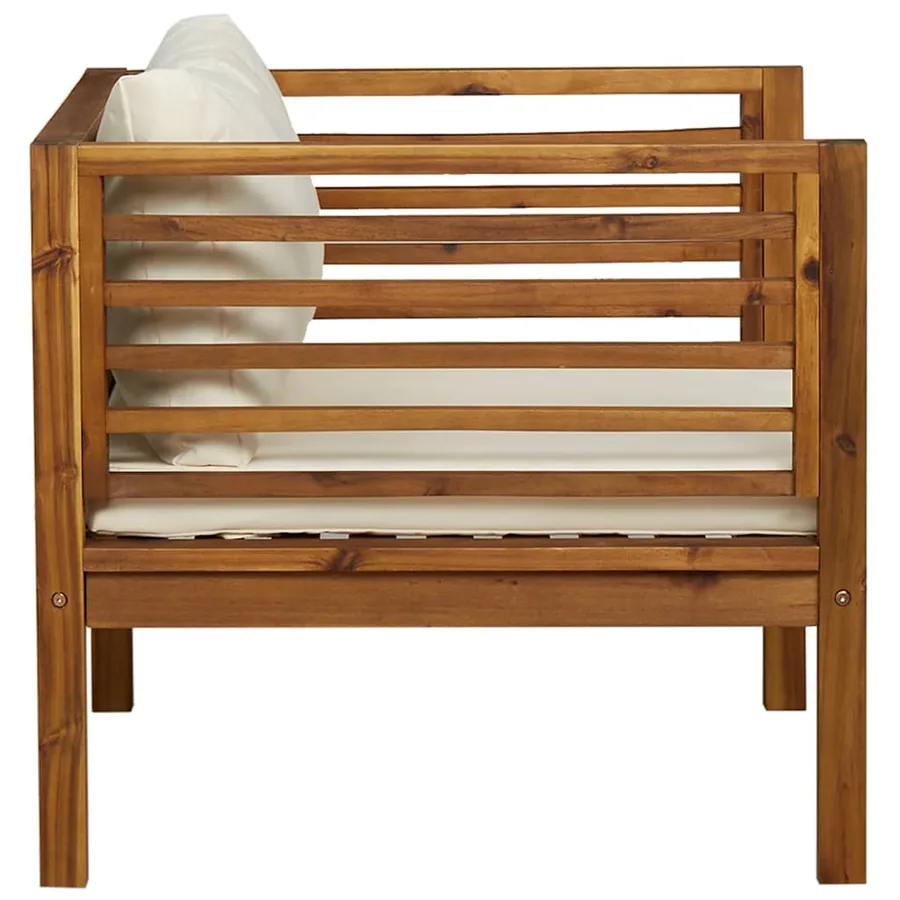 Chaise de jardin avec coussins blanc crème Bois d'acacia massif - 4