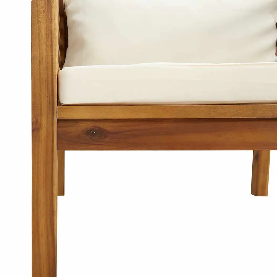 Chaise de jardin avec coussins blanc crème Bois d'acacia massif - 6