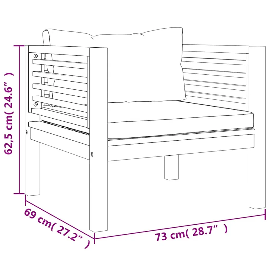 Chaise de jardin avec coussins blanc crème Bois d'acacia massif - 7