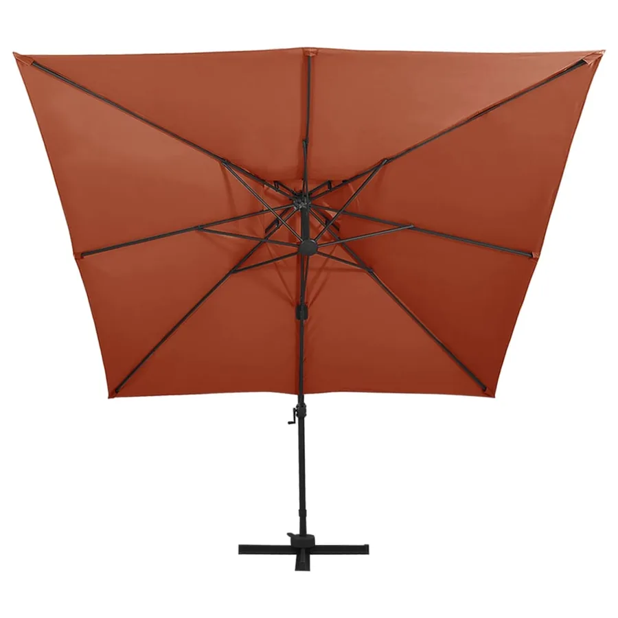 Parasol de jardin en porte-à-faux avec double toit terre cuite - 2