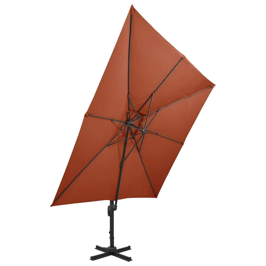 Parasol de jardin en porte-à-faux avec double toit terre cuite - 3