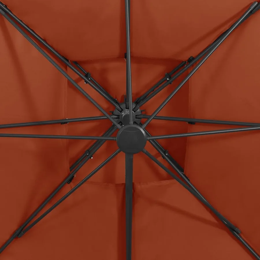 Parasol de jardin en porte-à-faux avec double toit terre cuite - 8