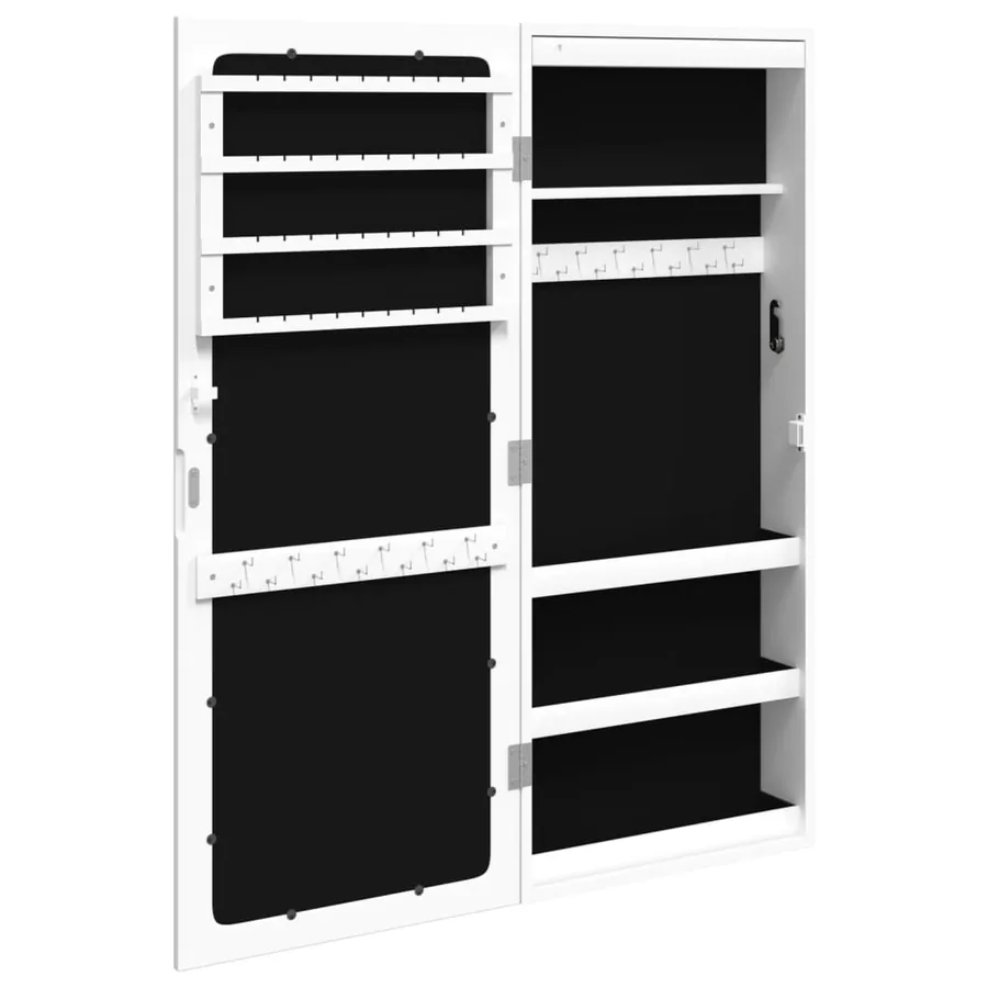 Armoire à bijoux avec miroir et éclairage LED mural blanc - 8
