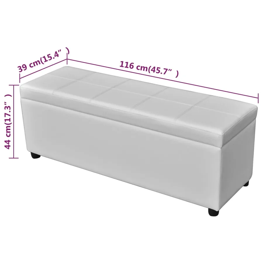 Banc long de rangement Bois Blanc - 5