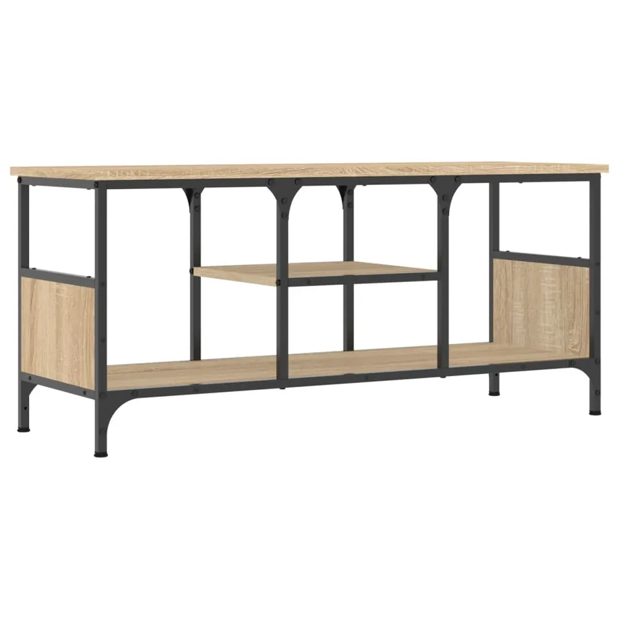 Meuble TV chêne sonoma 100x35x45 cm bois d'ingénierie et fer - 2