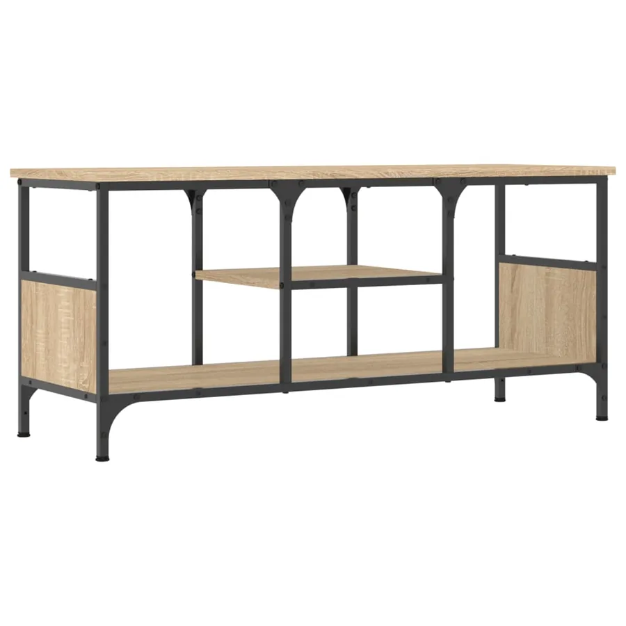 Meuble TV chêne sonoma 100x35x45 cm bois d'ingénierie et fer - 6